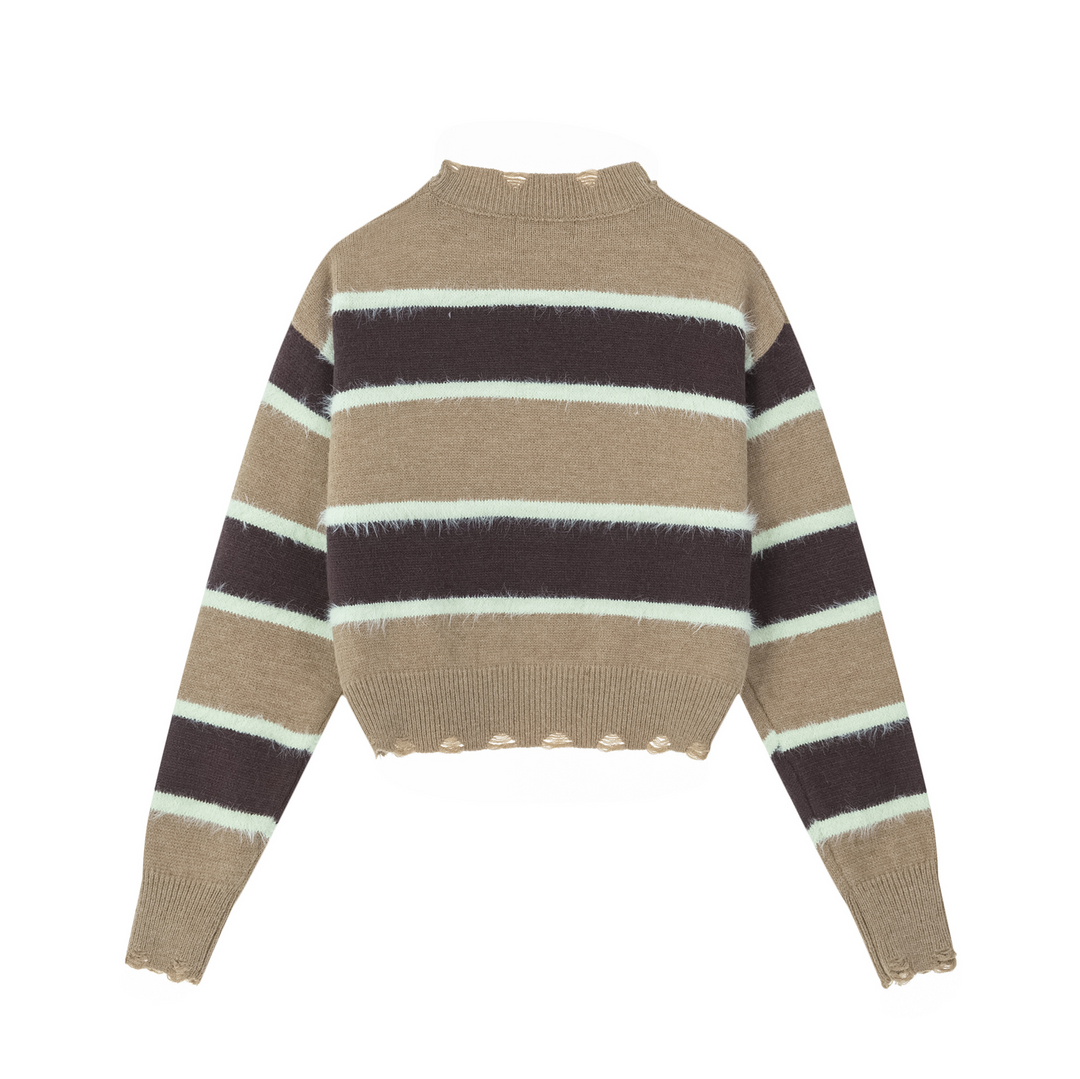 V-neck Striped Pullover Sweater