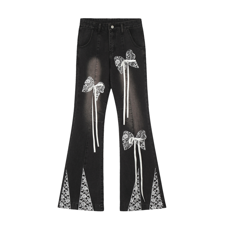 Butterfly Washed Embroidered Slim Jeans