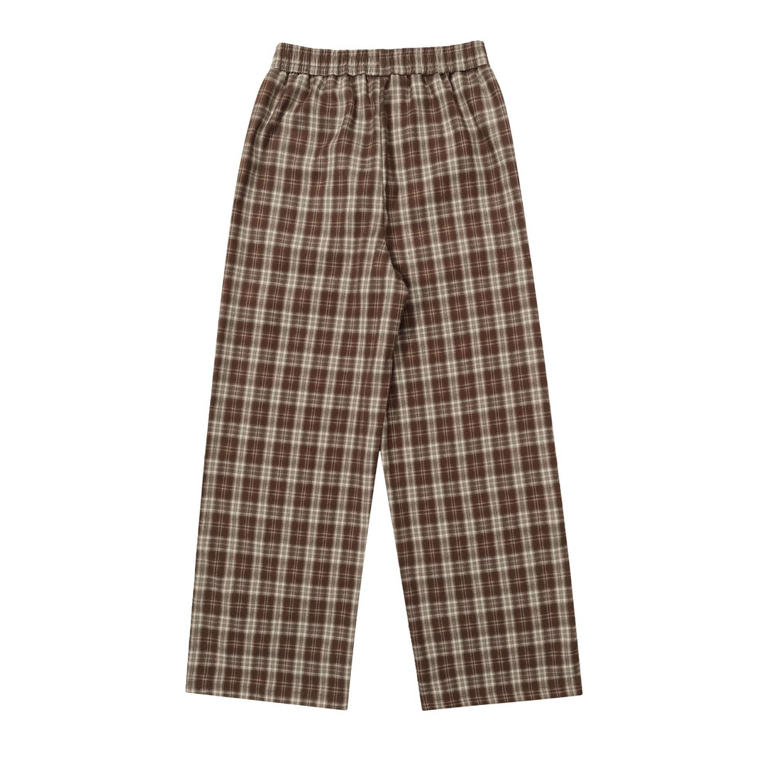 Check pattern casual pants