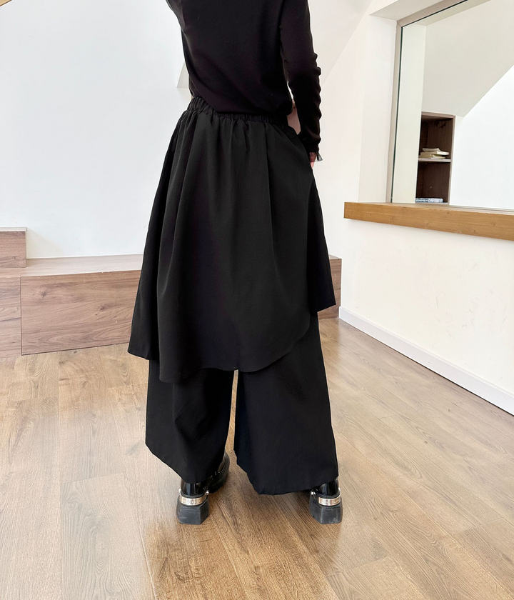 Wide-leg layered casual mode pants