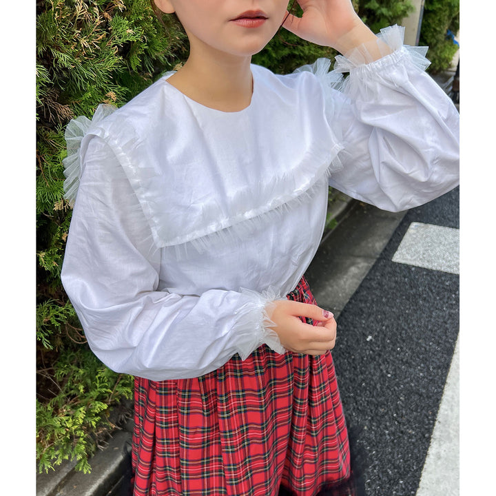 [razbliuto210] ま ち こコラボアイテム - Tulle Sailor Collar Blouse