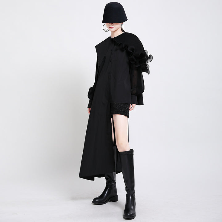 Asymmetry Organdie Long Sleeve Shirt