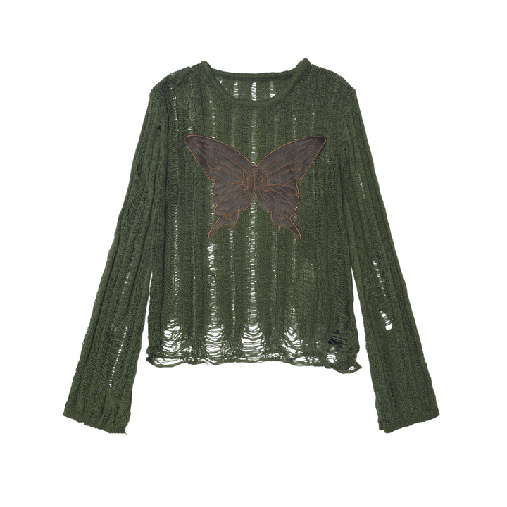 Butterfly Knitted Long Sleeve Tops