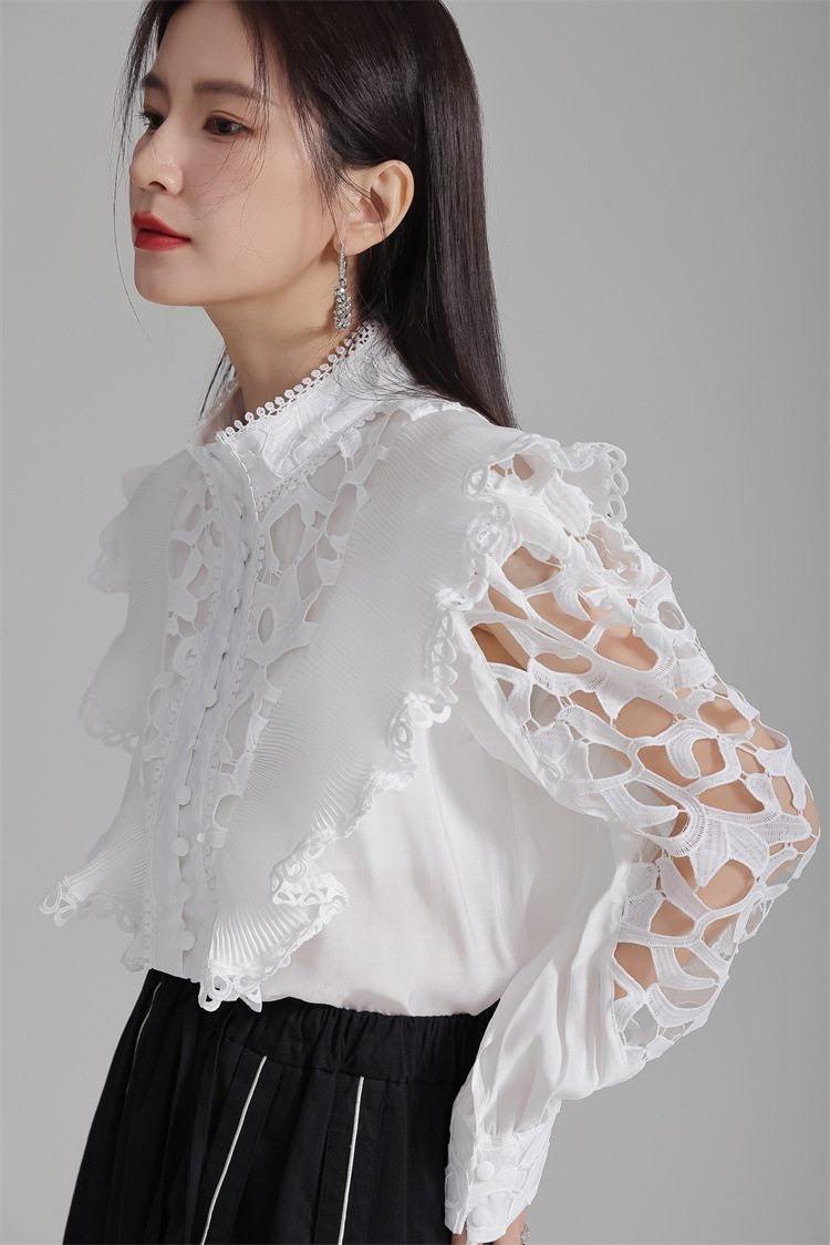 Embroidered openwork shirt