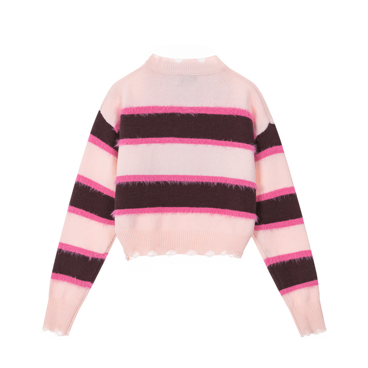 V-neck Striped Pullover Sweater