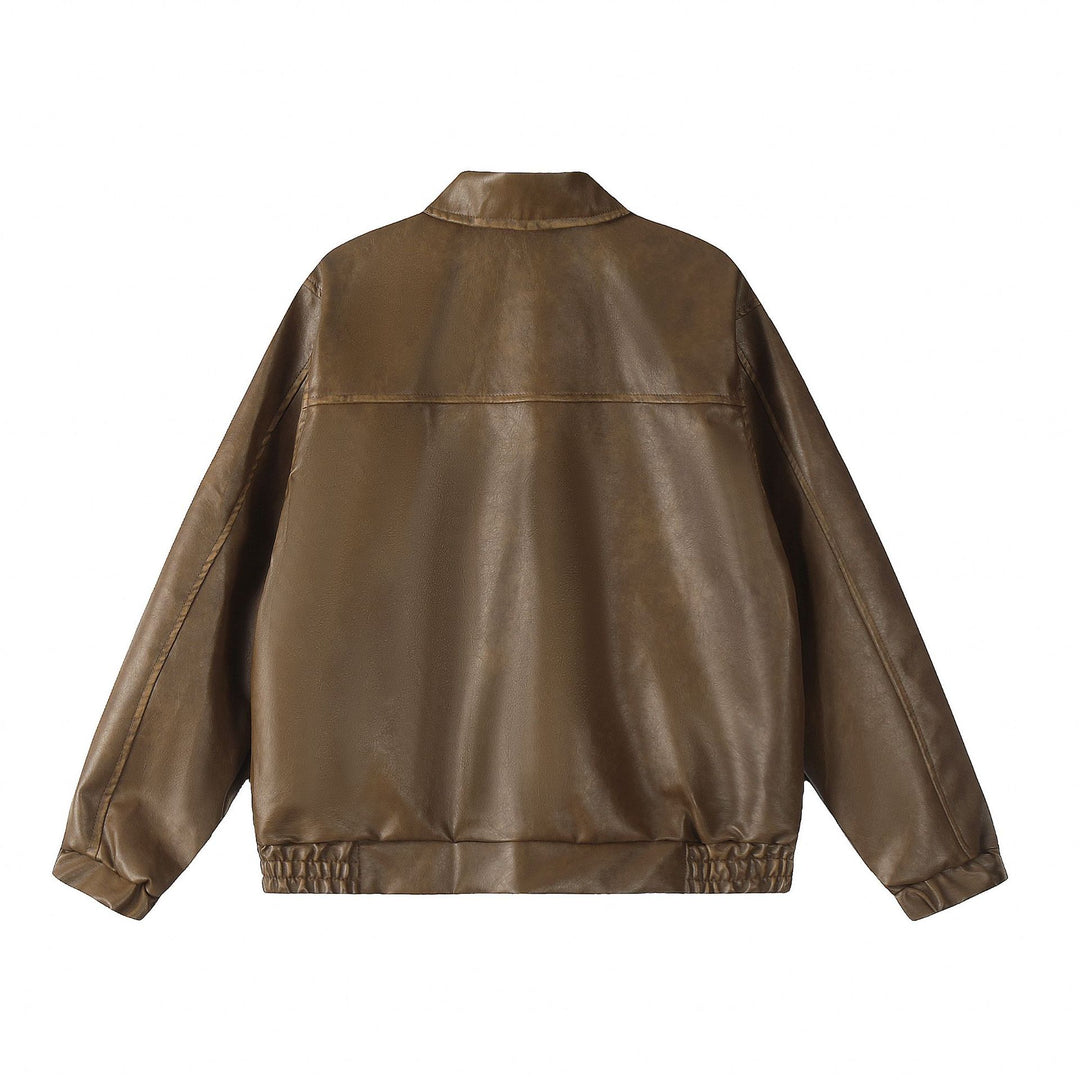 American Retro Leather Loose Jacket Coat