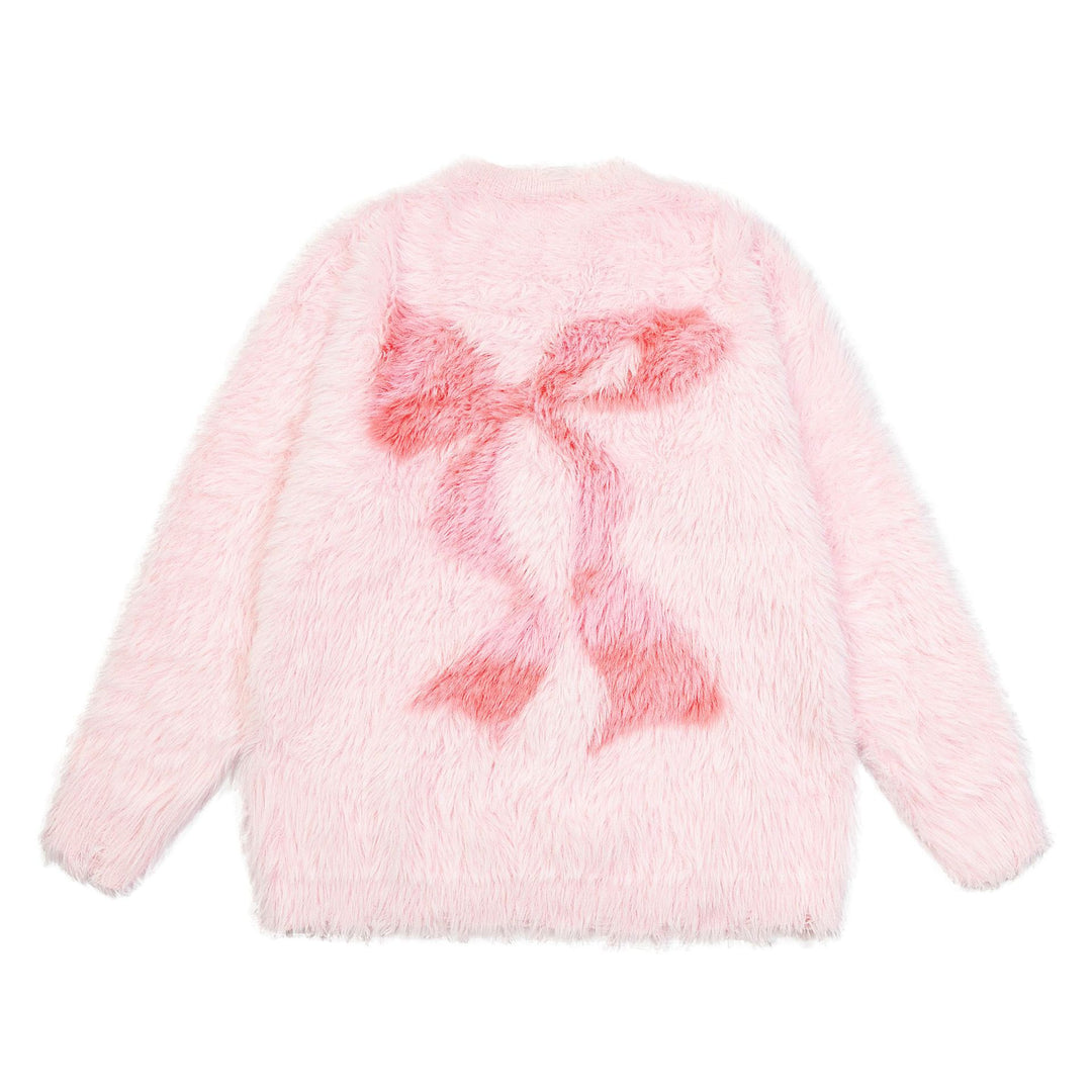 Ribbon embroidery mohair pullover sweater