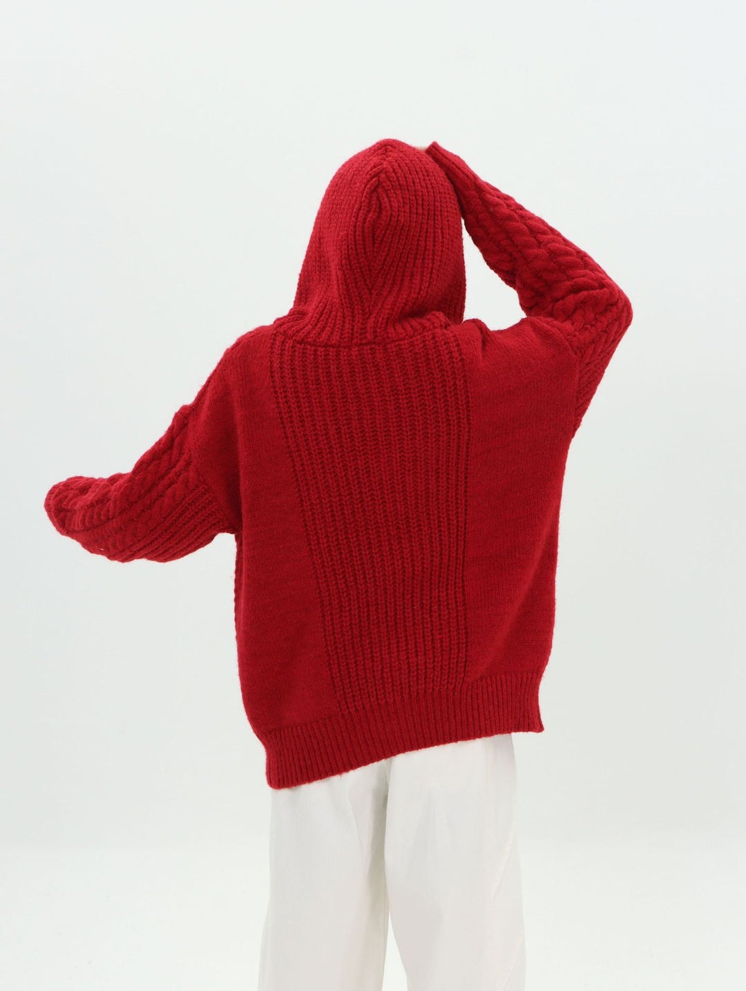 Loose hooded cardigan sweater