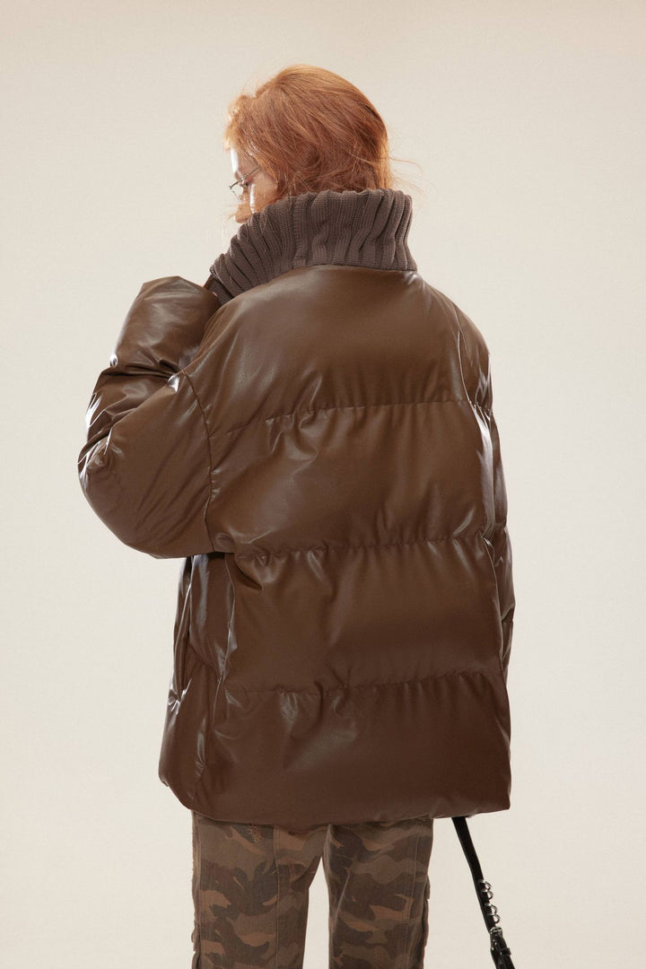 PU high neck padded jacket