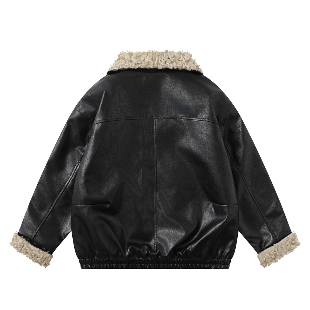 Boa Collar Padded  PU Jacket