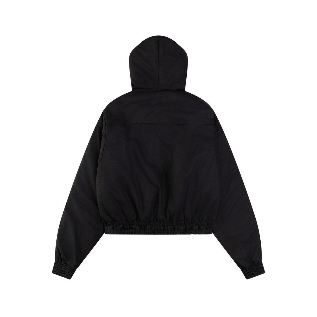 Hood fur short blouson