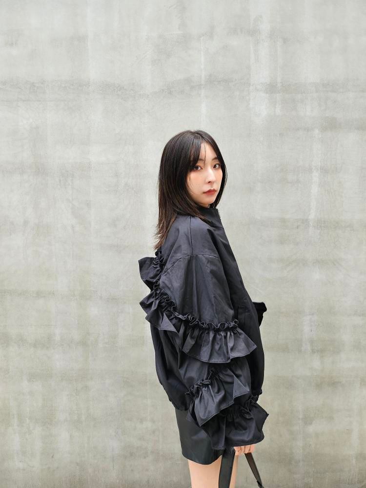 [momo_ogata] Volume Frill Sleeve Jacket