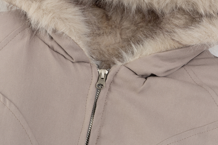 Hood fur short blouson