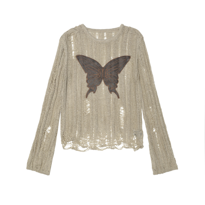 Butterfly Knitted Long Sleeve Tops