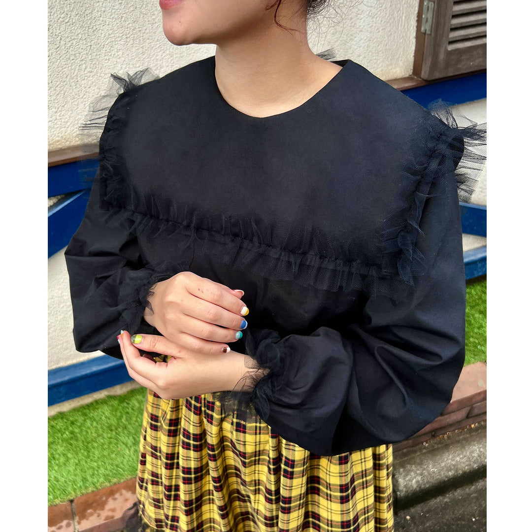 [razbliuto210] ま ち こコラボアイテム - Tulle Sailor Collar Blouse