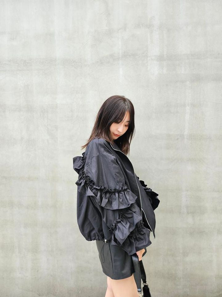 [momo_ogata] Volume Frill Sleeve Jacket