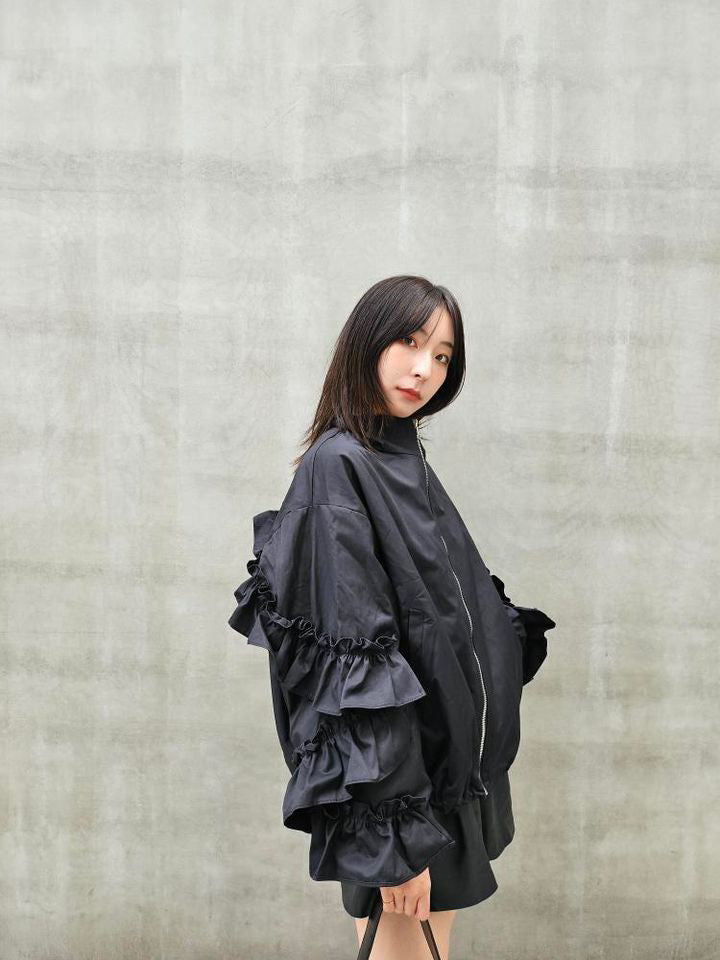 [momo_ogata] Volume Frill Sleeve Jacket