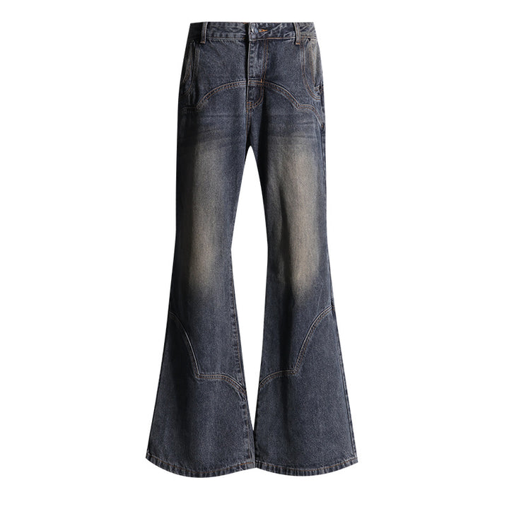 Design Switching Semi Flare Denim Jeans