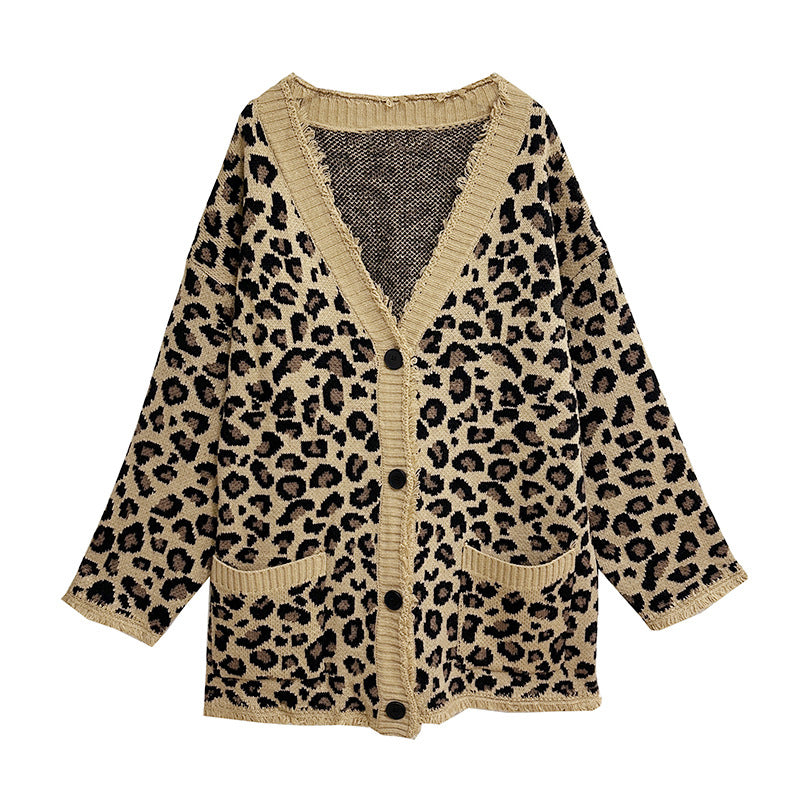 Leopard cardigan sweater jacket