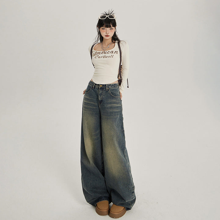 Retro Denim Wide Pants