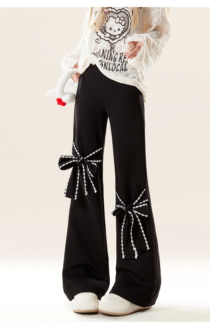 Bow Design Long Flare Pants