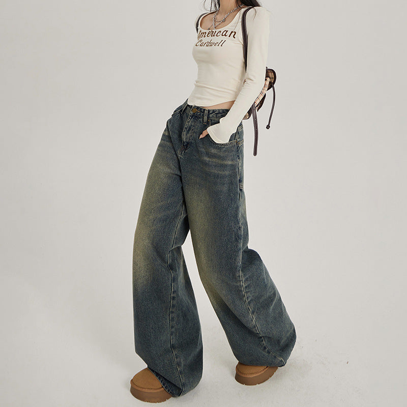 Retro Denim Wide Pants