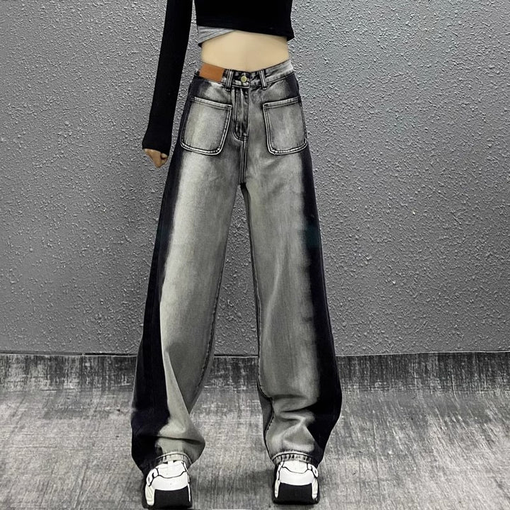 Bicolor loose slim long pants