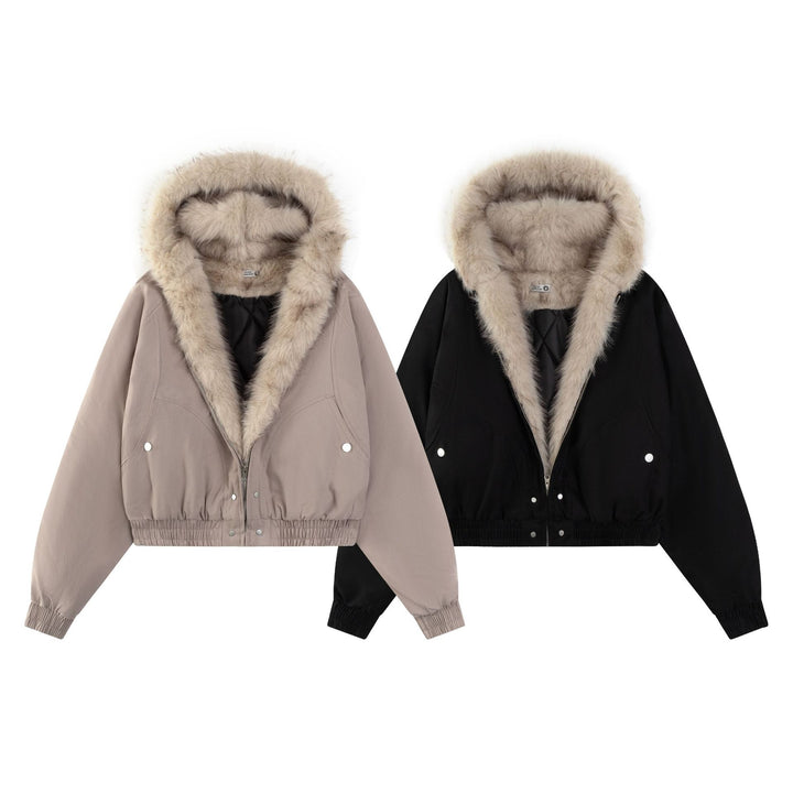 Hood fur short blouson