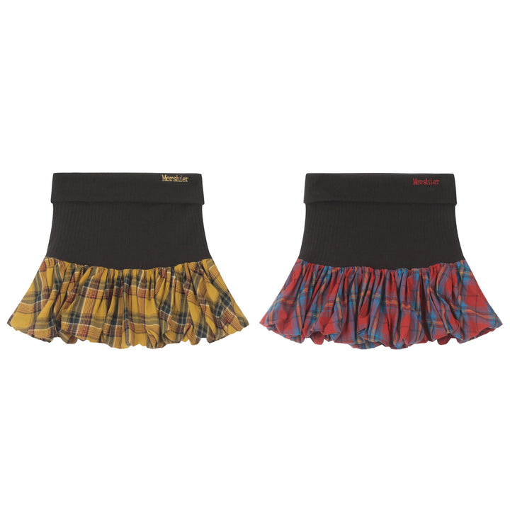 [¥0] Check Balloon Mini Skirt