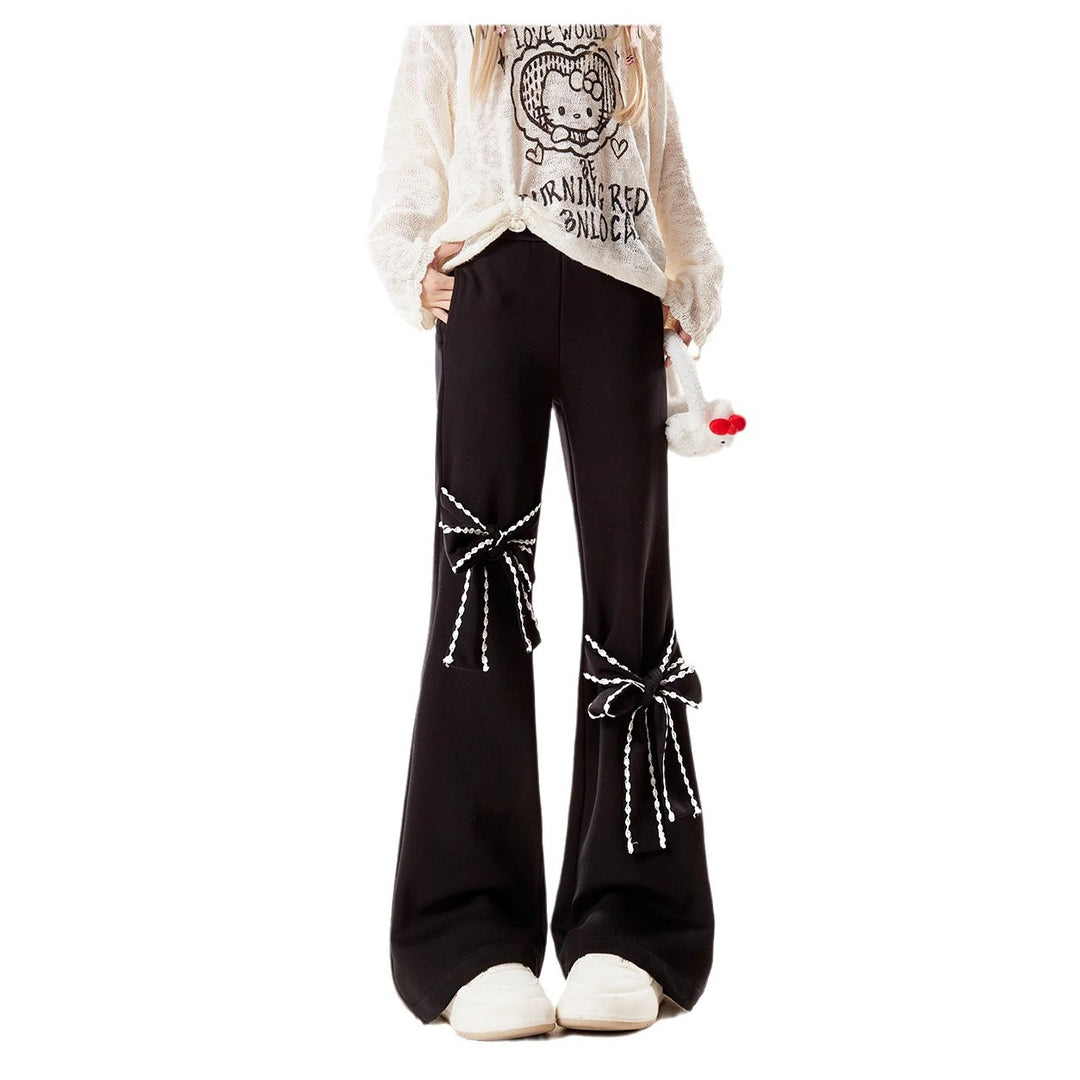 Bow Design Long Flare Pants