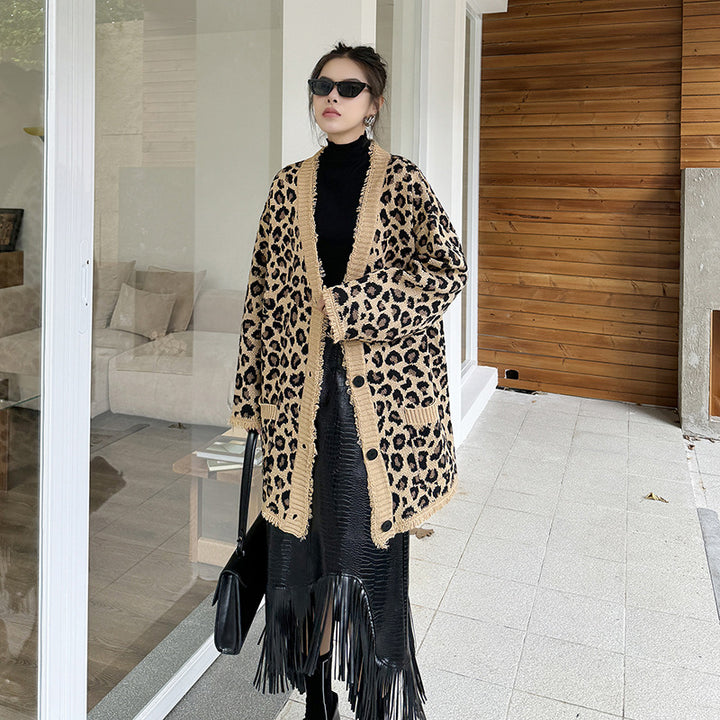 Leopard cardigan sweater jacket