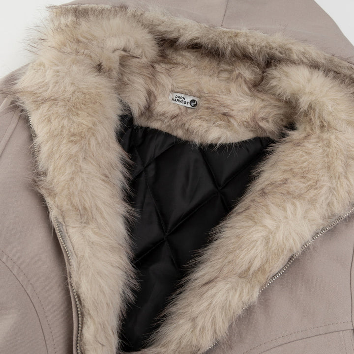 Hood fur short blouson