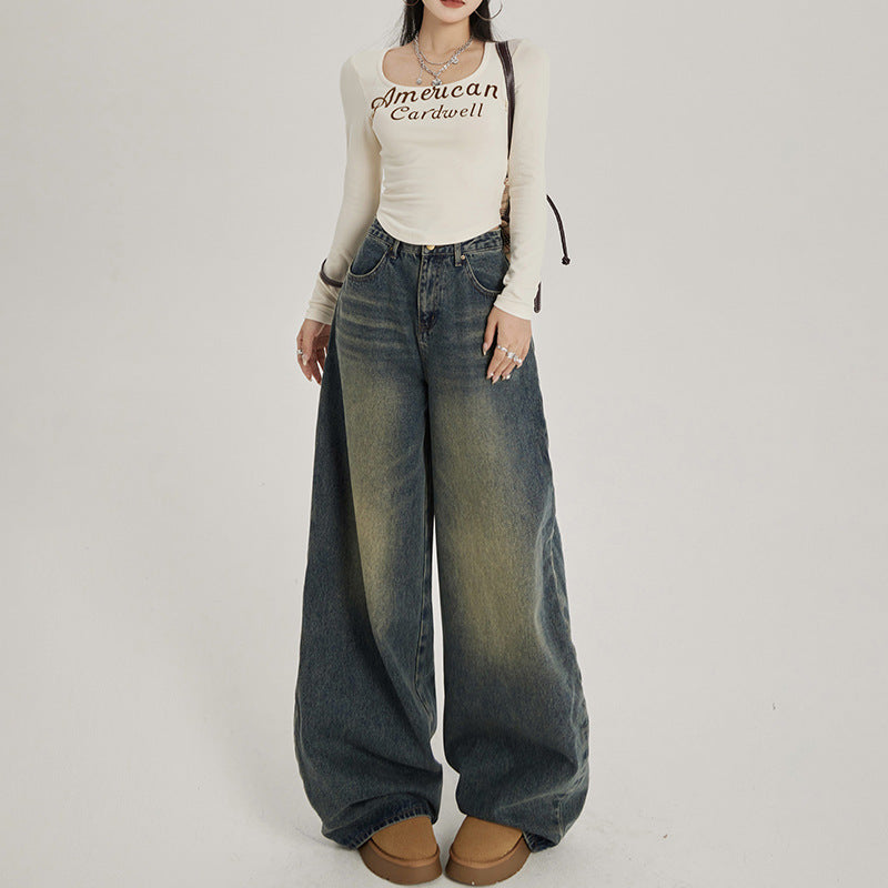 Retro Denim Wide Pants