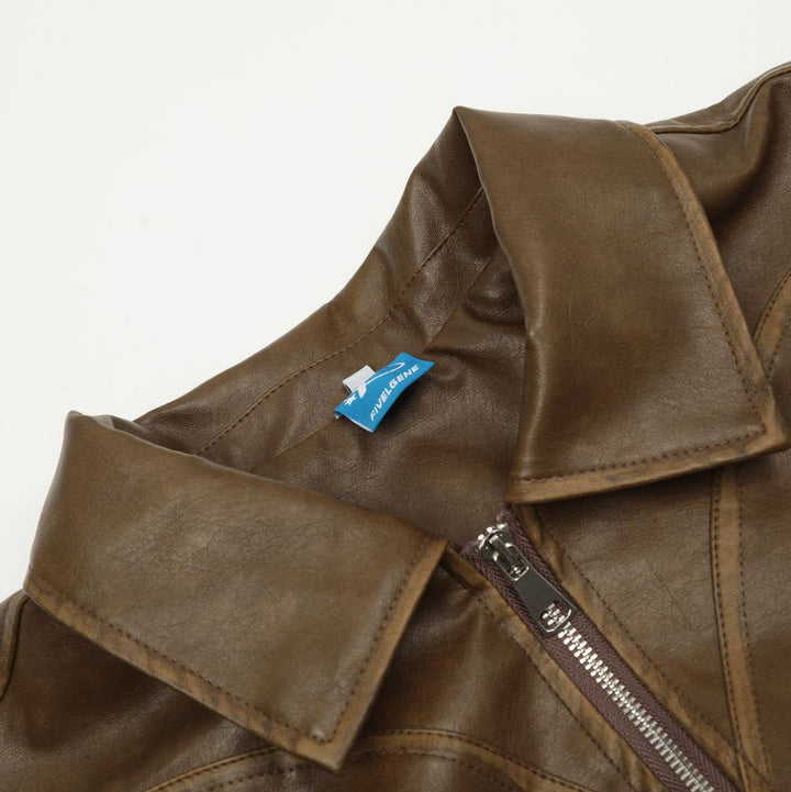 American Retro Leather Loose Jacket Coat