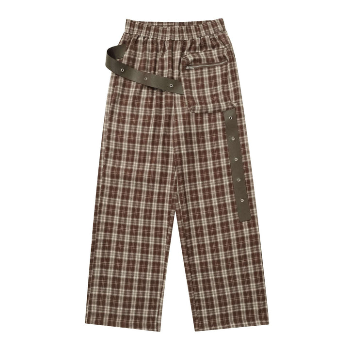 Check pattern casual pants