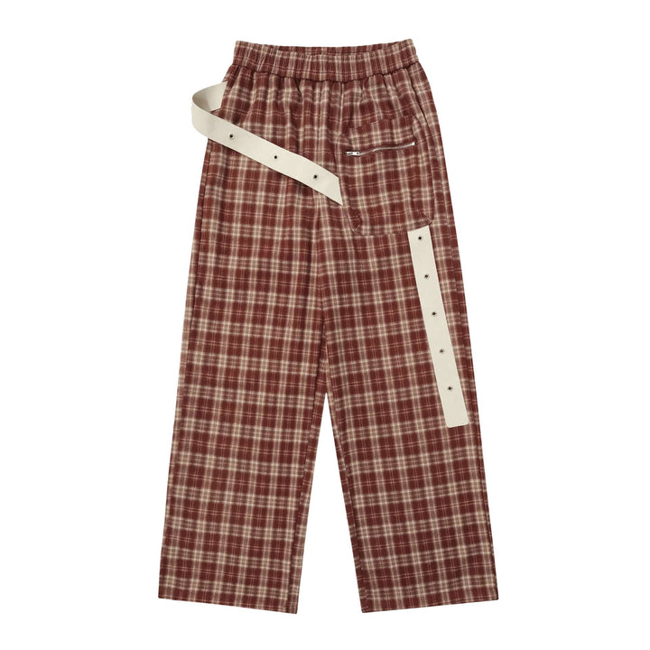 Check pattern casual pants